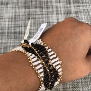 Anthropologie Beaded Black and White Bracelet